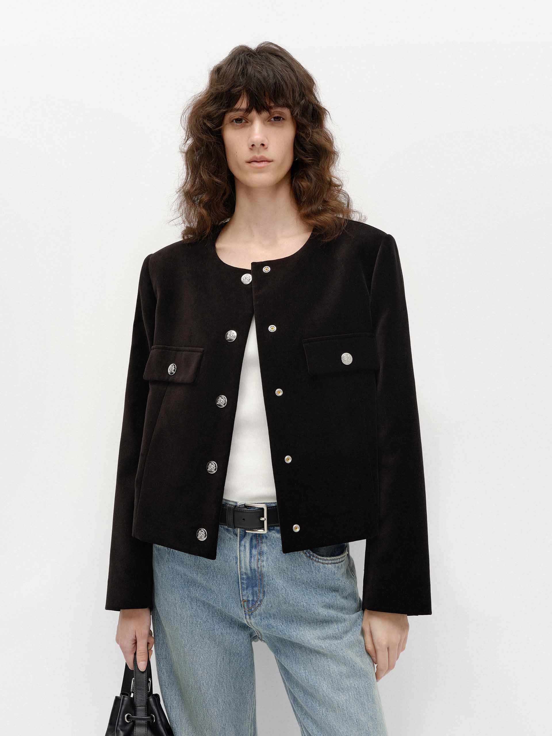 Crew Neck Cropped Coat