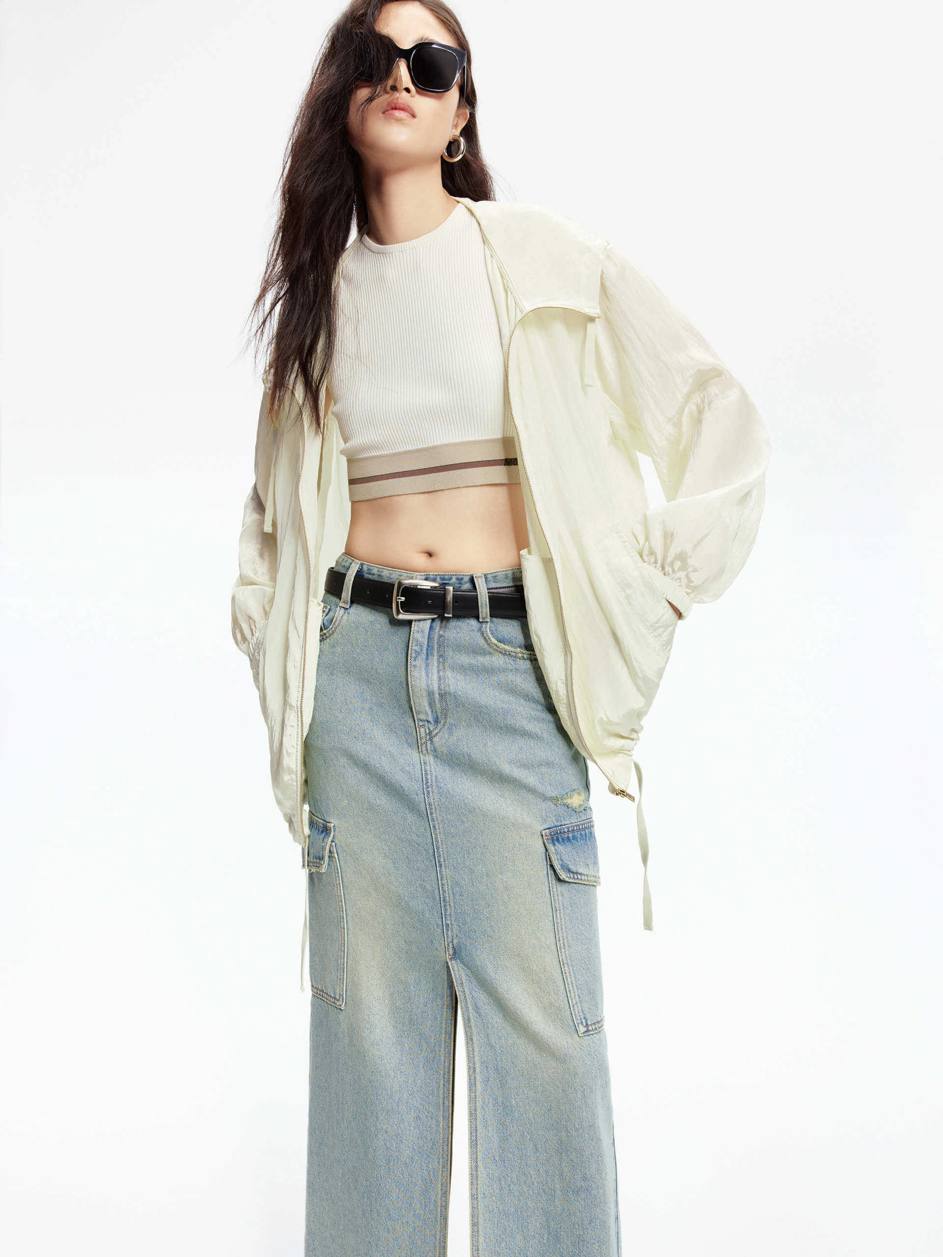 Crinkled Textured Hood Jacket