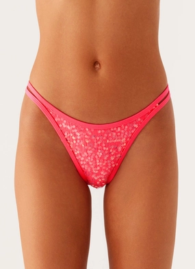 Croatia Bikini Bottoms - Pink Sequin Ozone Resistance Removable-Liners Croatia Bikini Bottoms - Pink Sequin