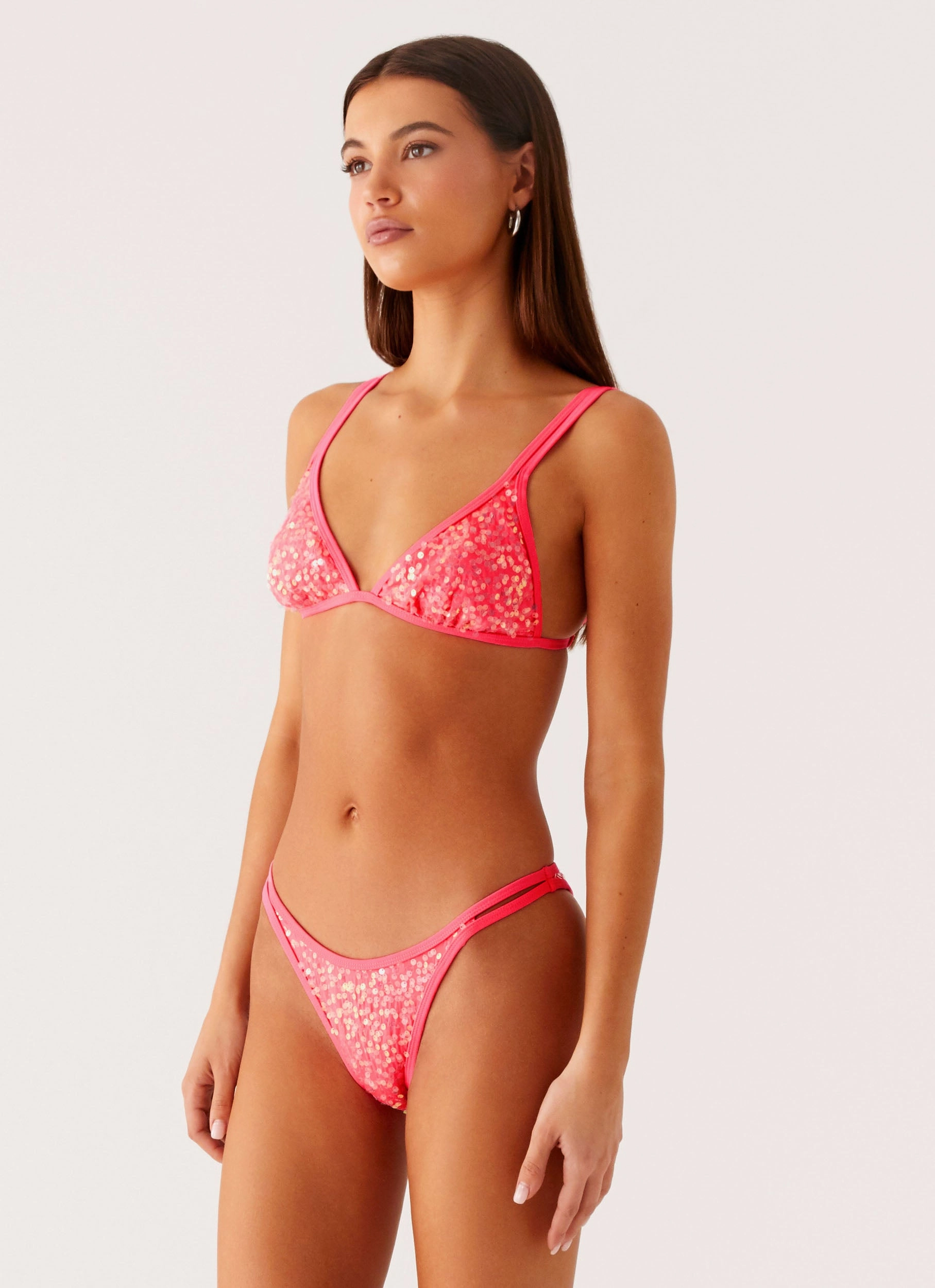 Quick Drain Vents Soft Touch Croatia Bikini Top - Pink Sequin