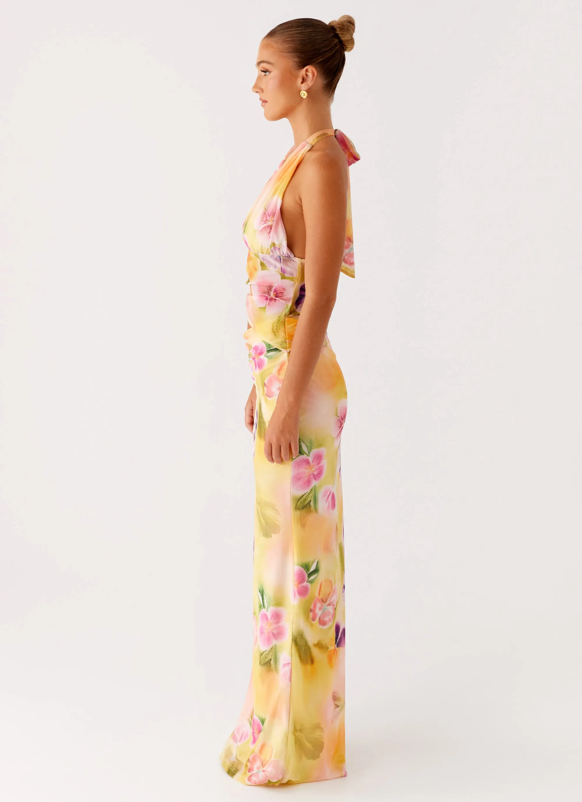 Standalone Option Main Act Halter Maxi Dress - Sunburst Floral