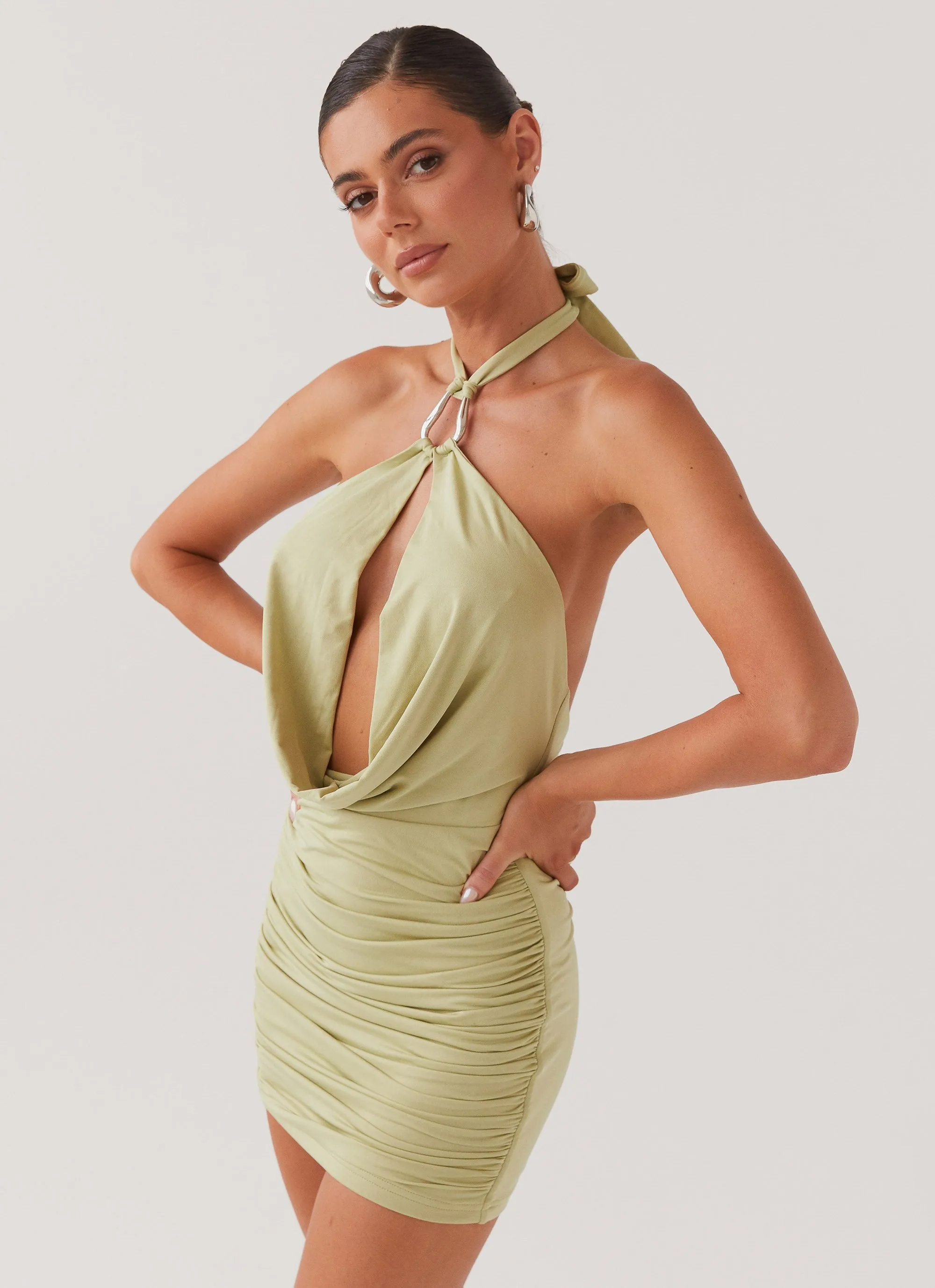 Samara Halterneck Mini Dress - Sage Summer Camp