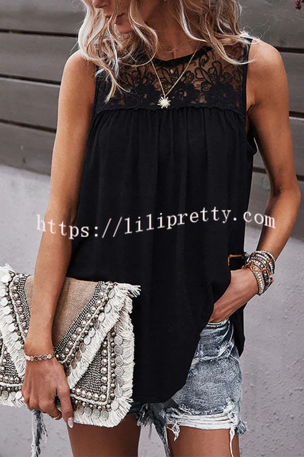 Crochet Lace Patchwork Casual Tank Top