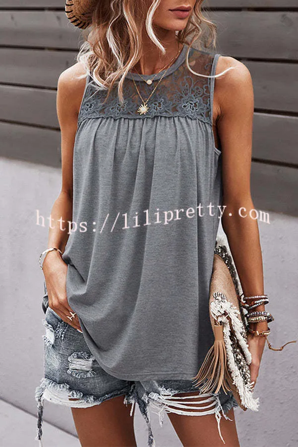 Crochet Lace Patchwork Casual Tank Top