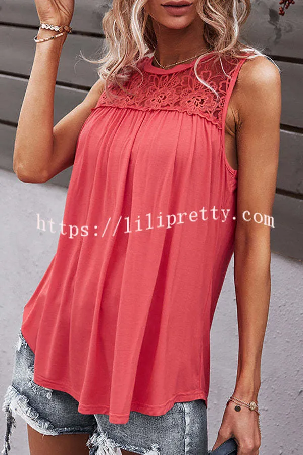Crochet Lace Patchwork Casual Tank Top