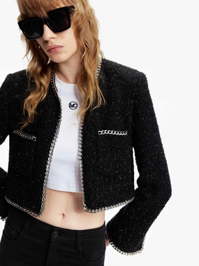 Cropped Chain Trim Jacket Cropped Chain Trim Jacket