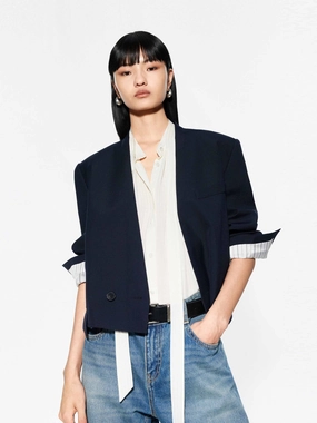 Cropped Collarless Blazer Cropped Collarless Blazer