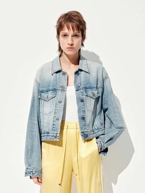 Cropped Cotton Denim Jacket
