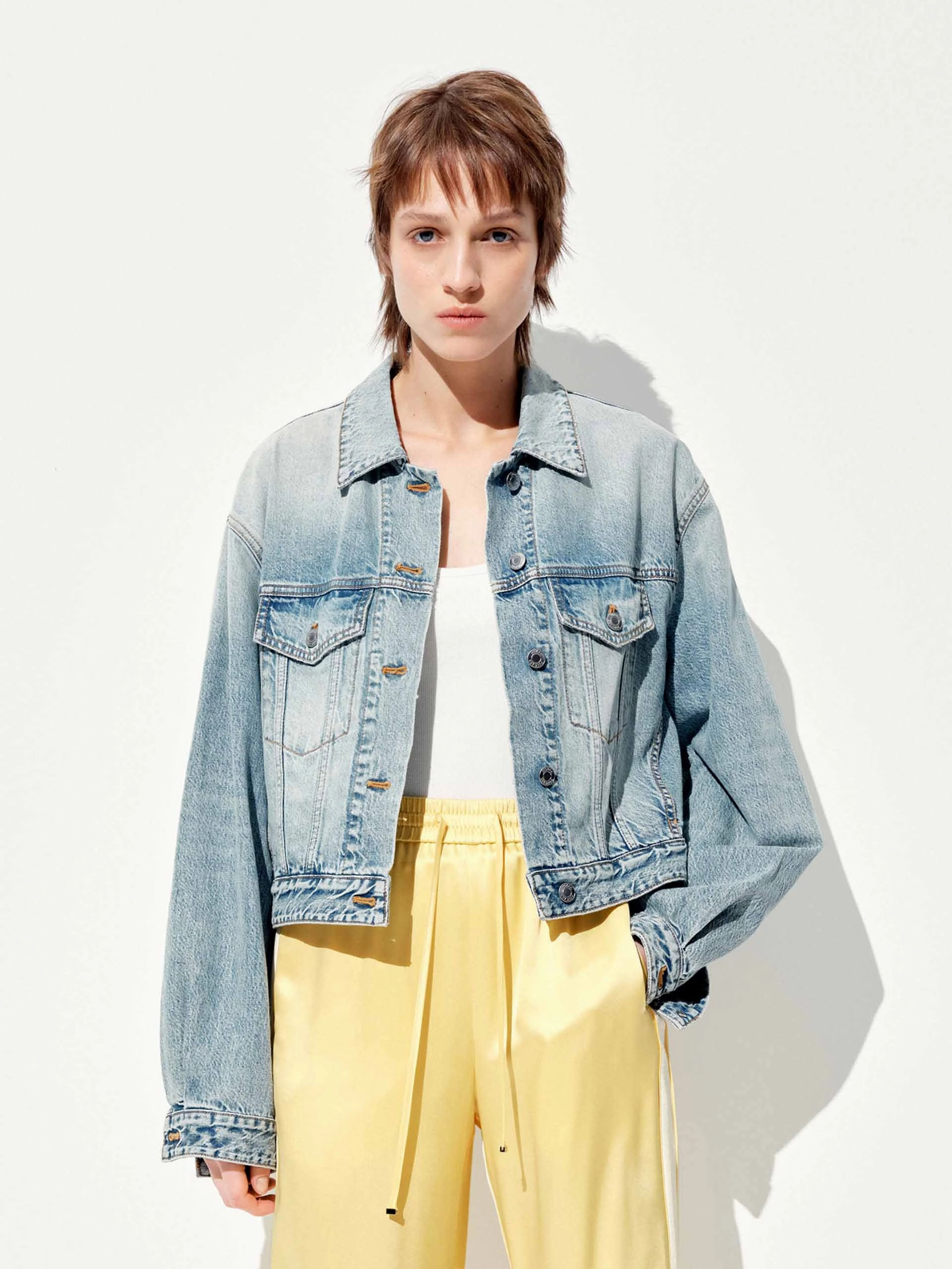 Cropped Cotton Denim Jacket