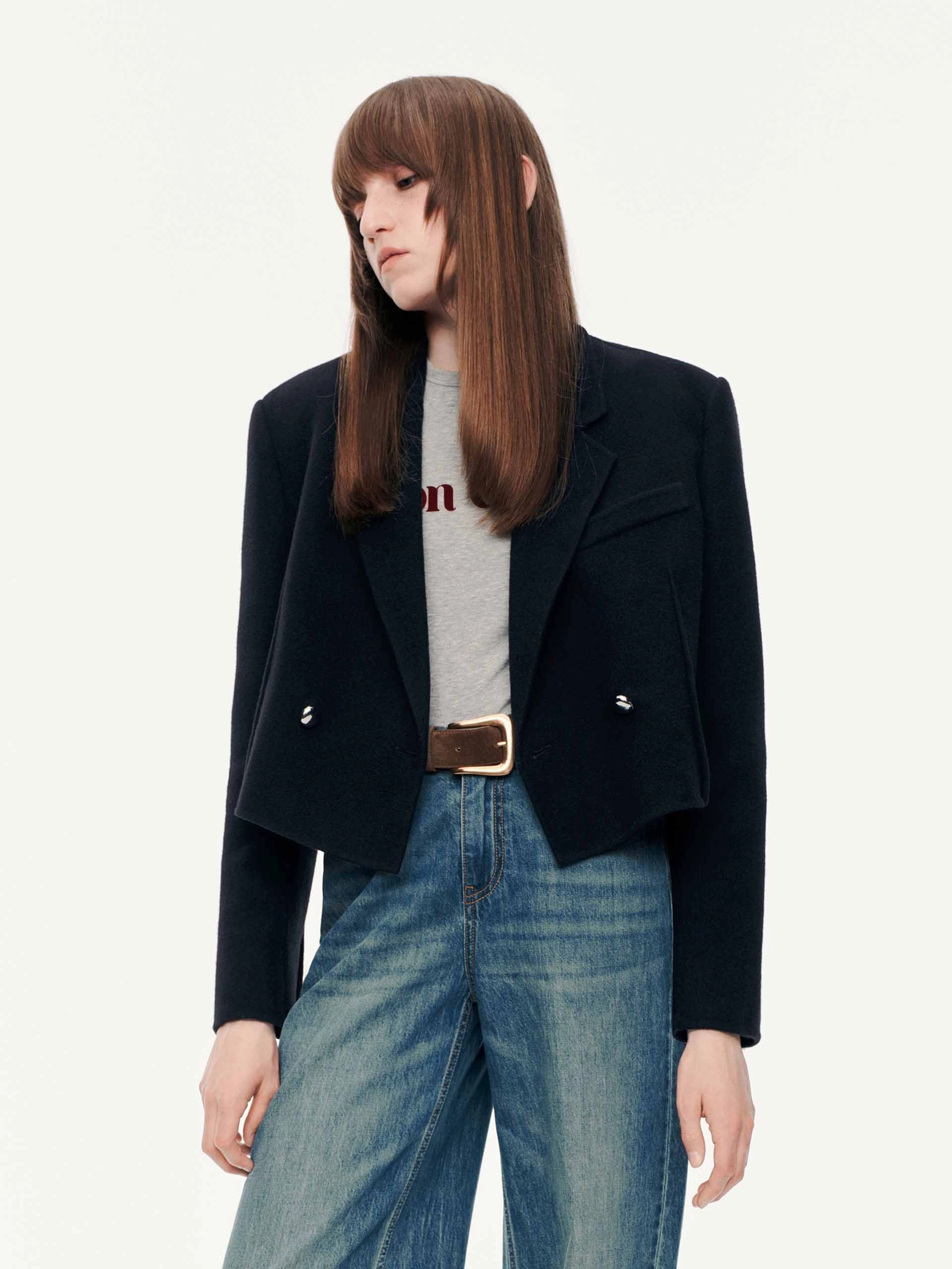 Cropped Fit Wool Blazer