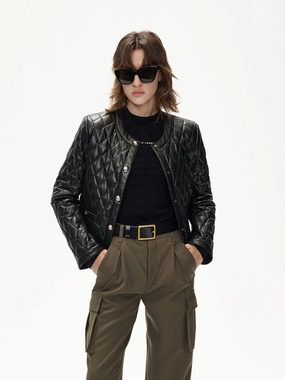 Cropped Leather Puffer Jacket Cropped Leather Puffer Jacket