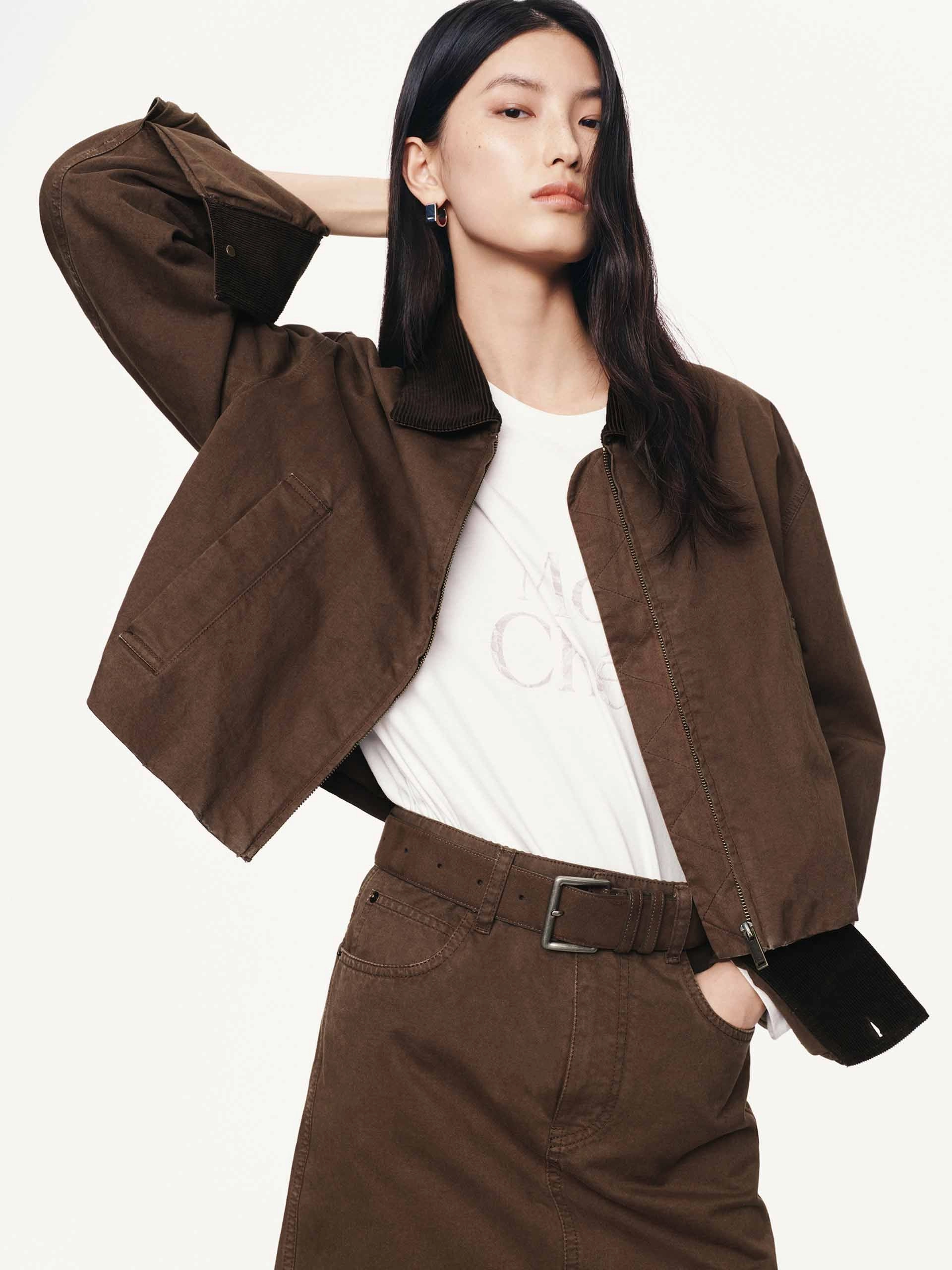 Cropped Zipper Cotton Jacket