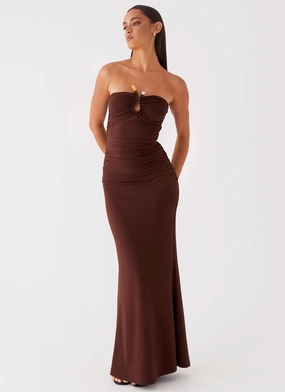 Cross Straps Rudy Maxi Dress - Brown Trendy Waist Rudy Maxi Dress - Brown