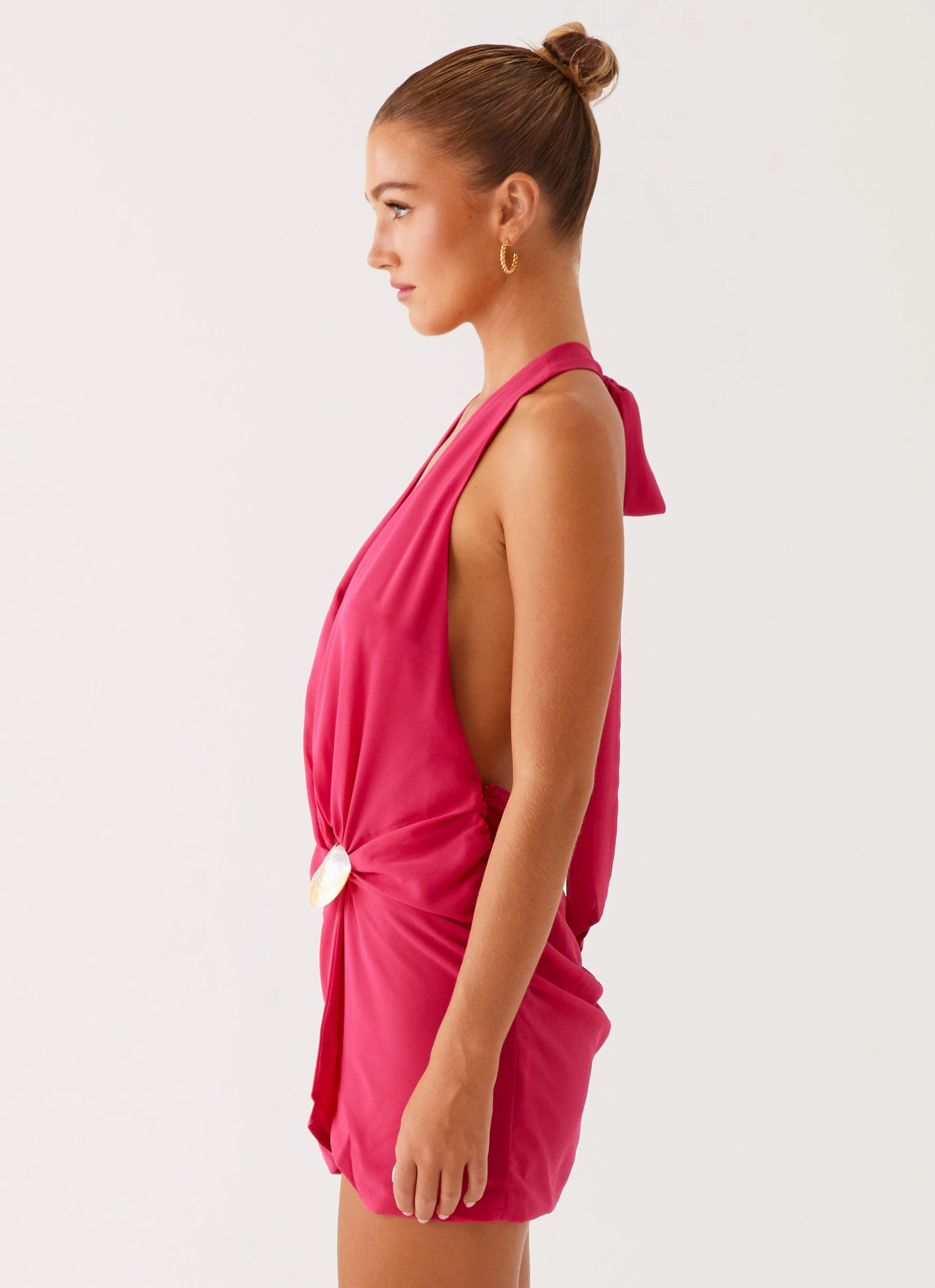Eleanora Plunge Mini Dress - Pink Timeless Soft Chic Comfort