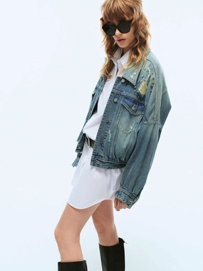 Crystal Detail Denim Jacket Crystal Detail Denim Jacket