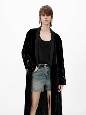 Crystal Detail Velvet Coat