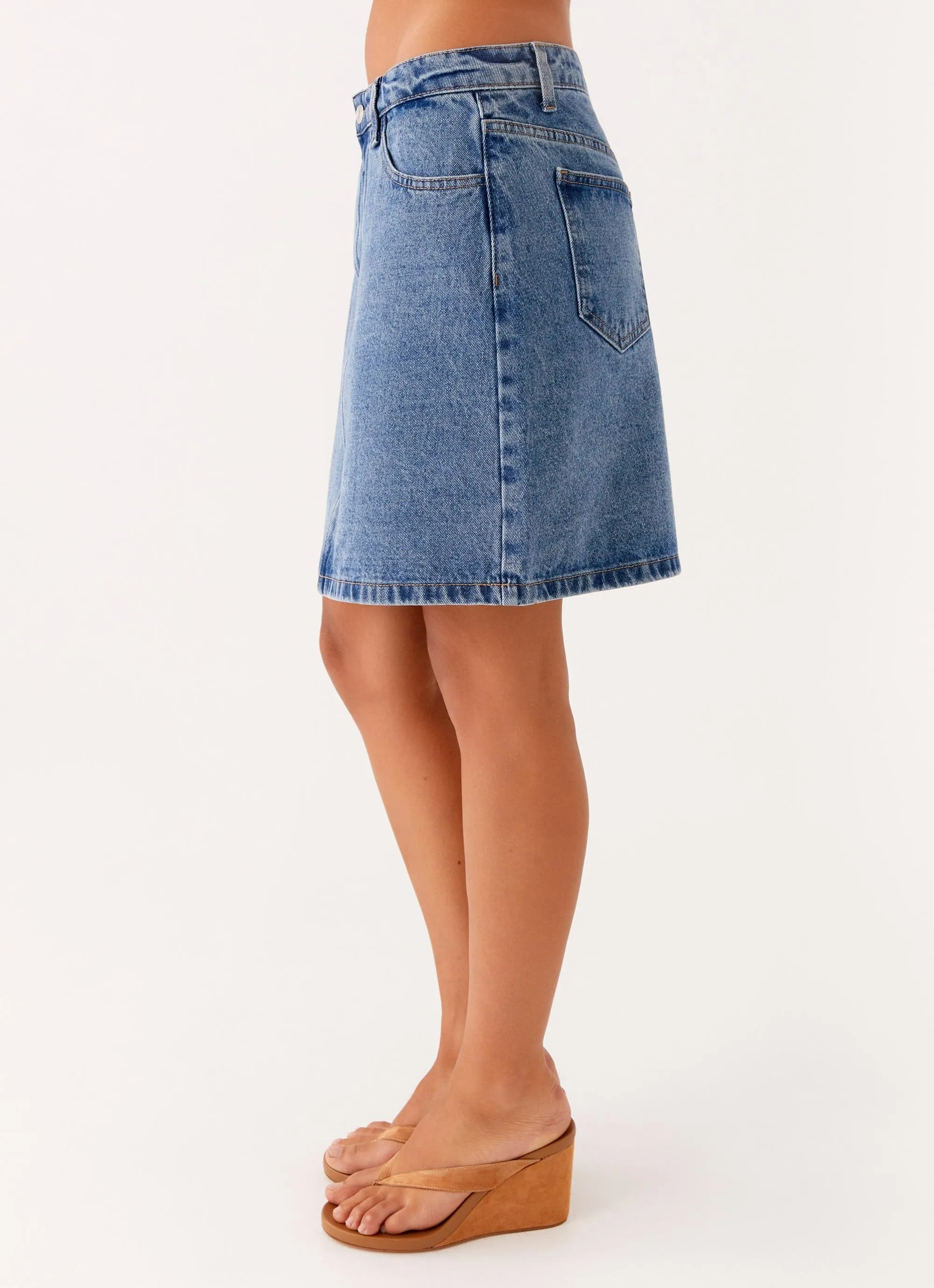 Timeless Wear Quilted Texture Stella Low Rise Mini Skirt - Blue