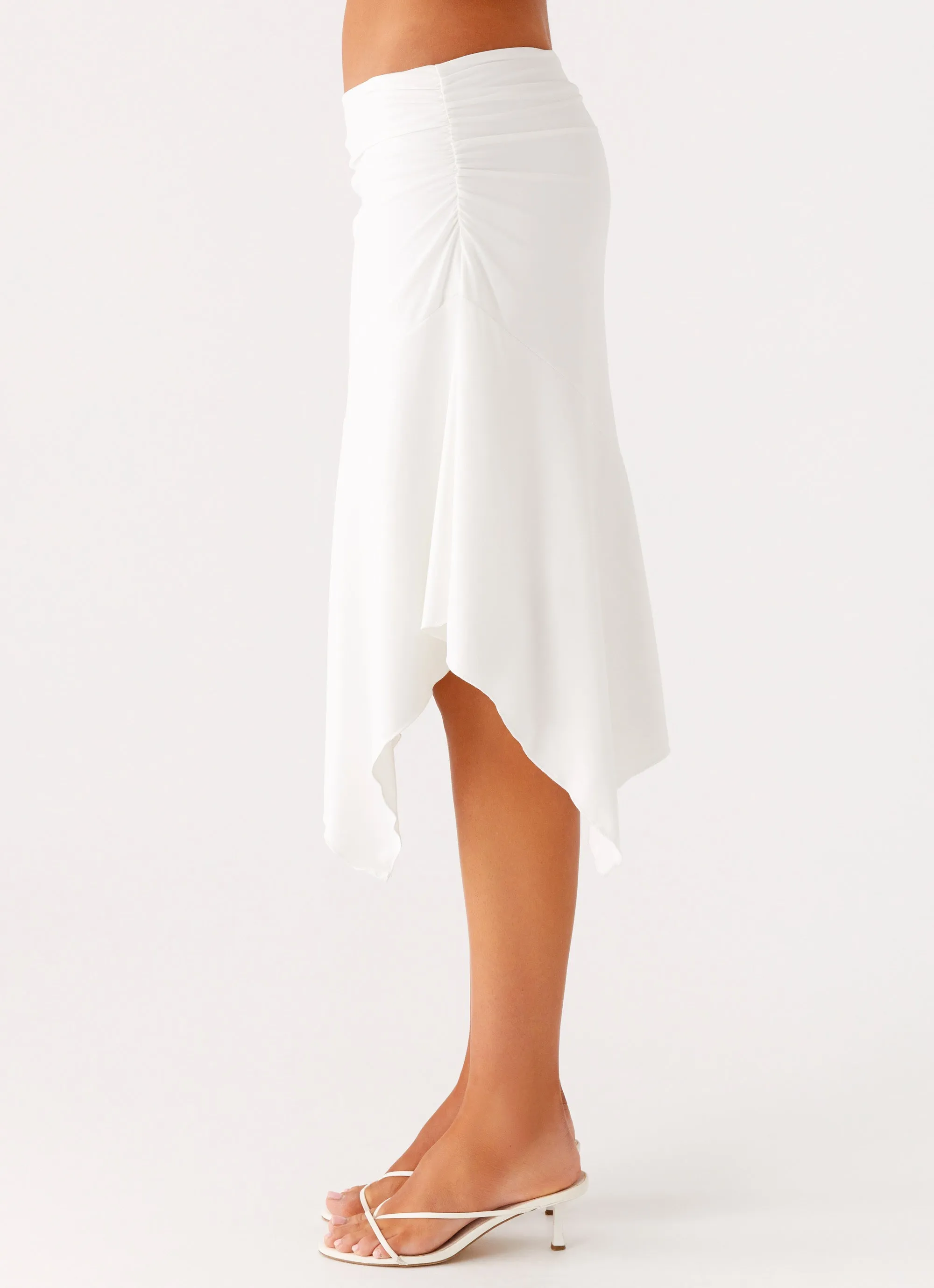 Maxina Asymmetrical Midi Skirt - White Bold Look