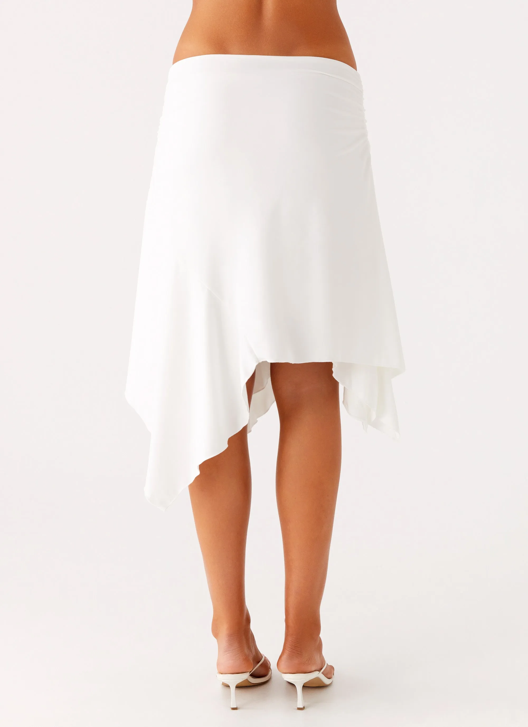 Multi Purpose Fabric Smart Look Maxina Asymmetrical Midi Skirt - White