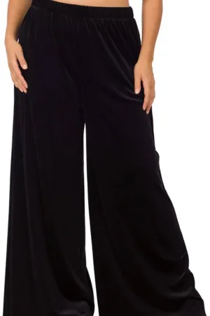 CURVY WIDE LEG VELVET PANTS