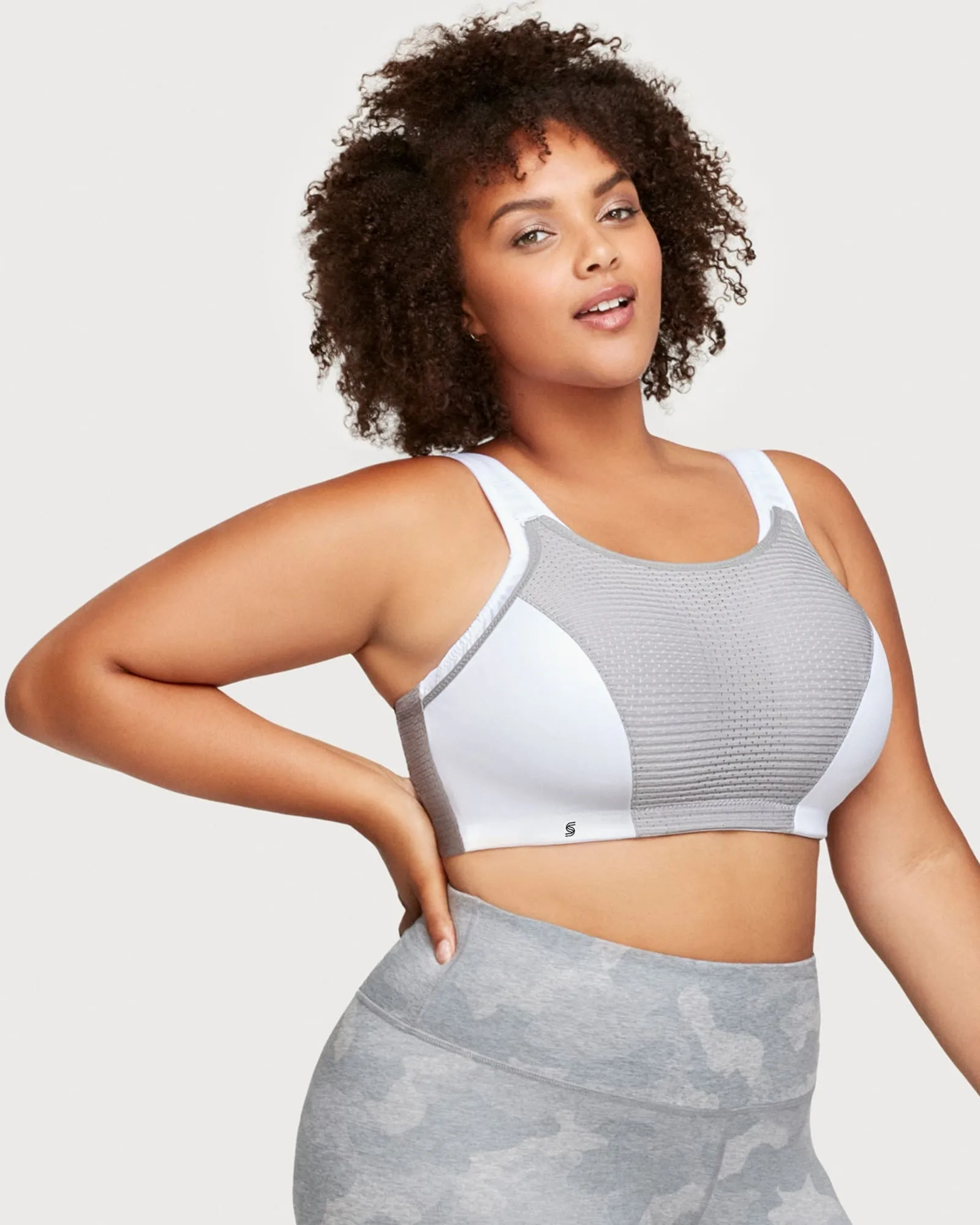 Custom Control Sports Bra | White/Gray