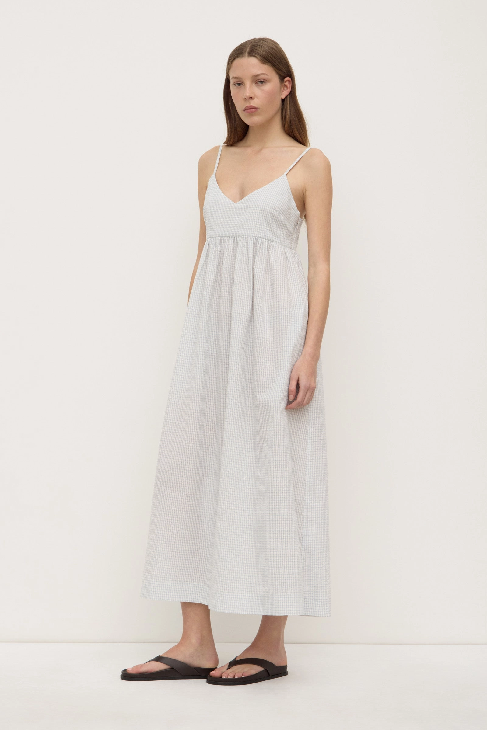 Gathered Skirt Travel-Pack Zadie Check Midi Dress