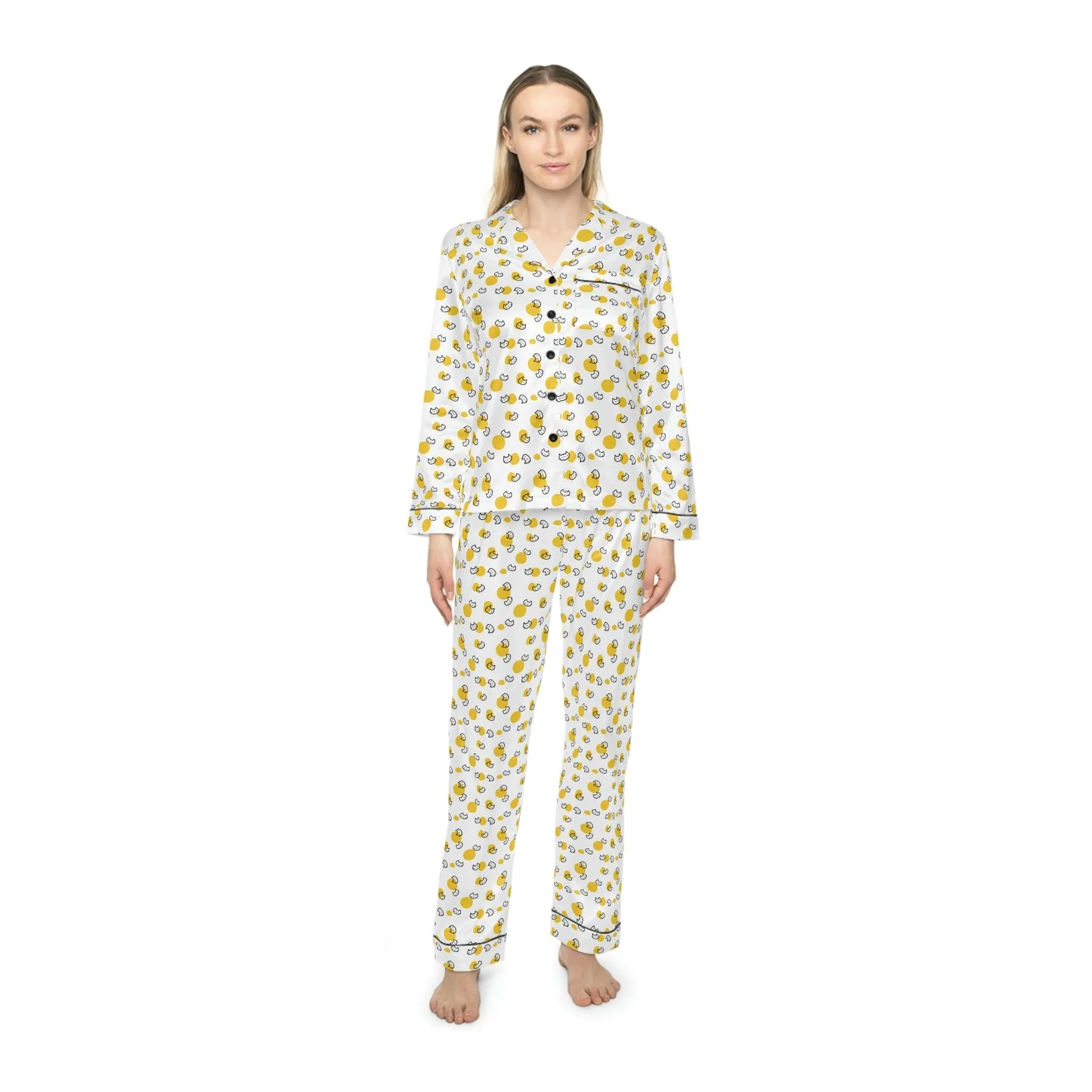 Customizable Luxury Satin Pajama Sets for Pet-Loving Women