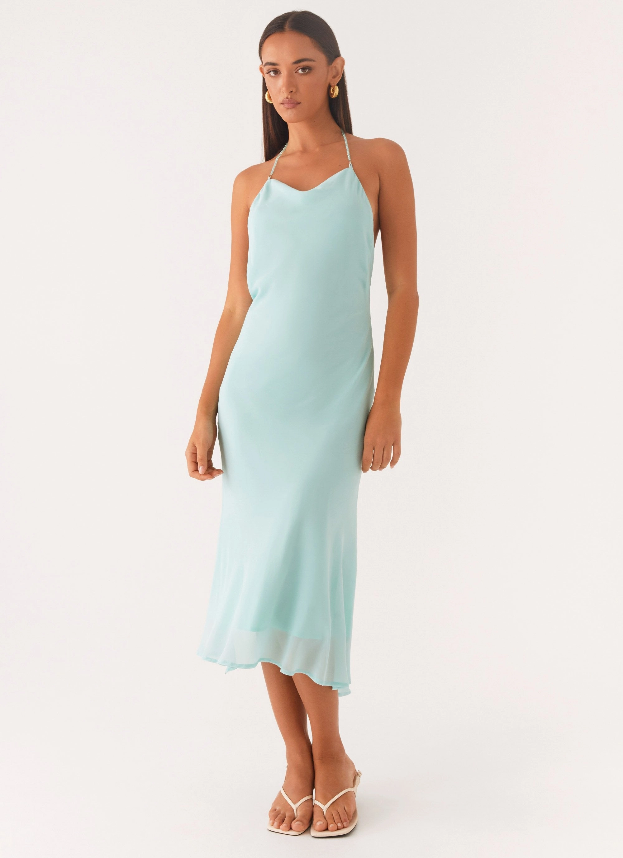 All Day Look Classic Vibe Deep Dive Midi Dress - Pale Blue