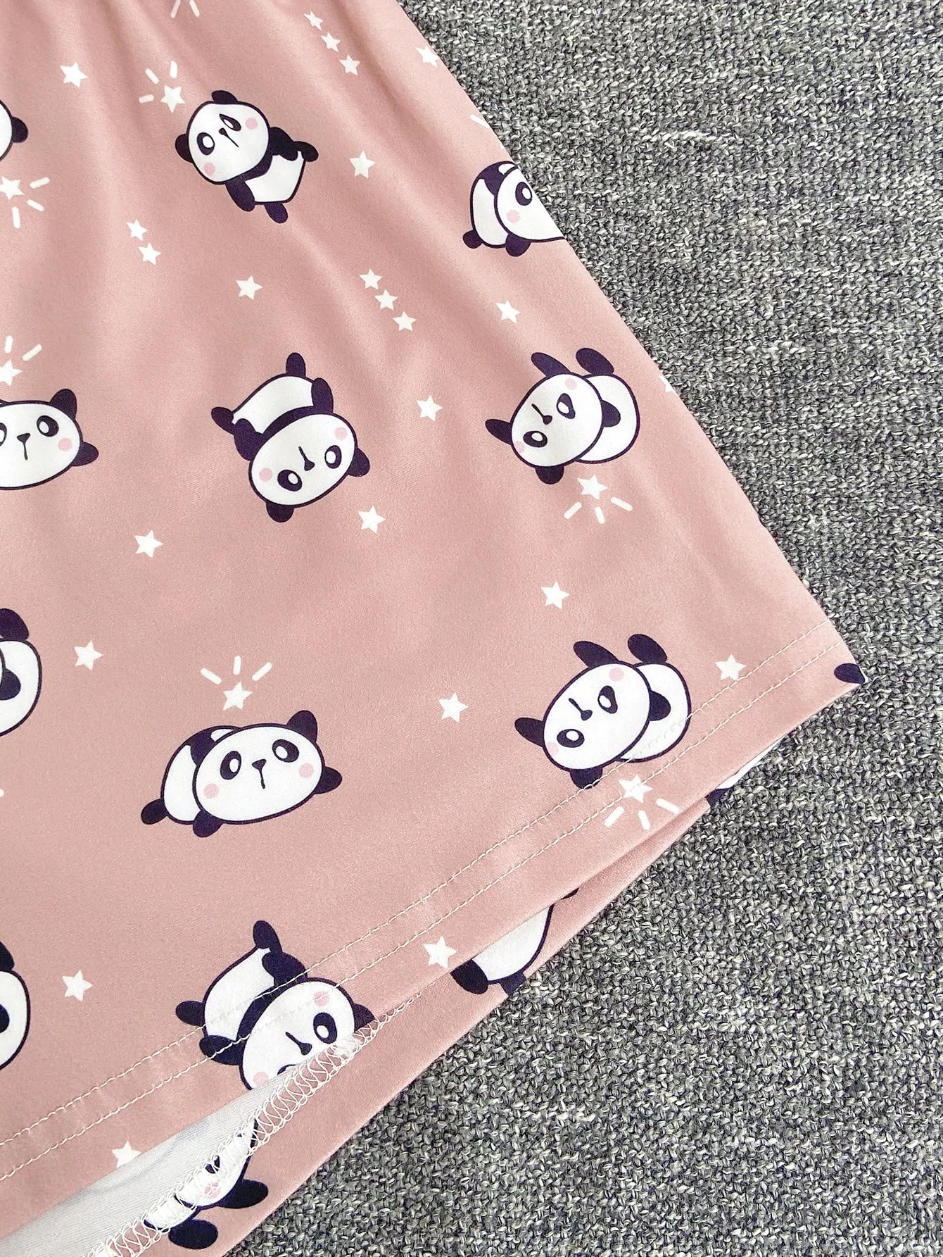 Cute Letter Short Sleeve Round Neck Women Pajama Sets