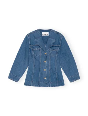 Cutline Denim Fitted Blazer / Mid Blue Vintage