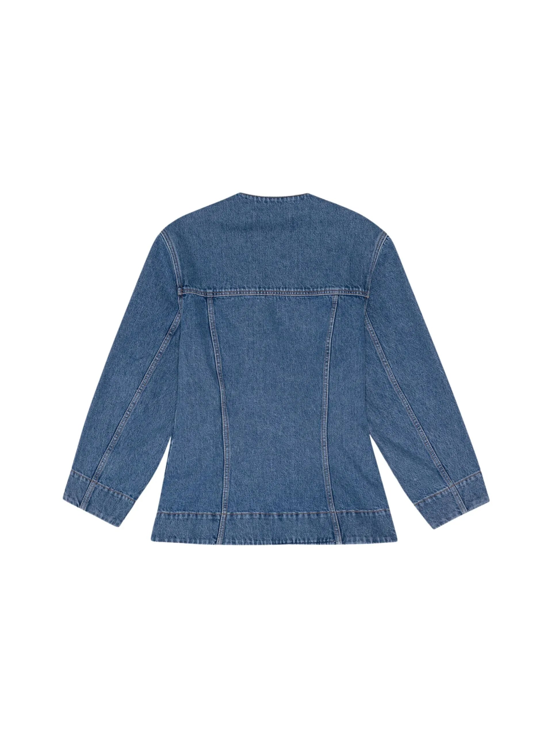 Cutline Denim Fitted Blazer / Mid Blue Vintage