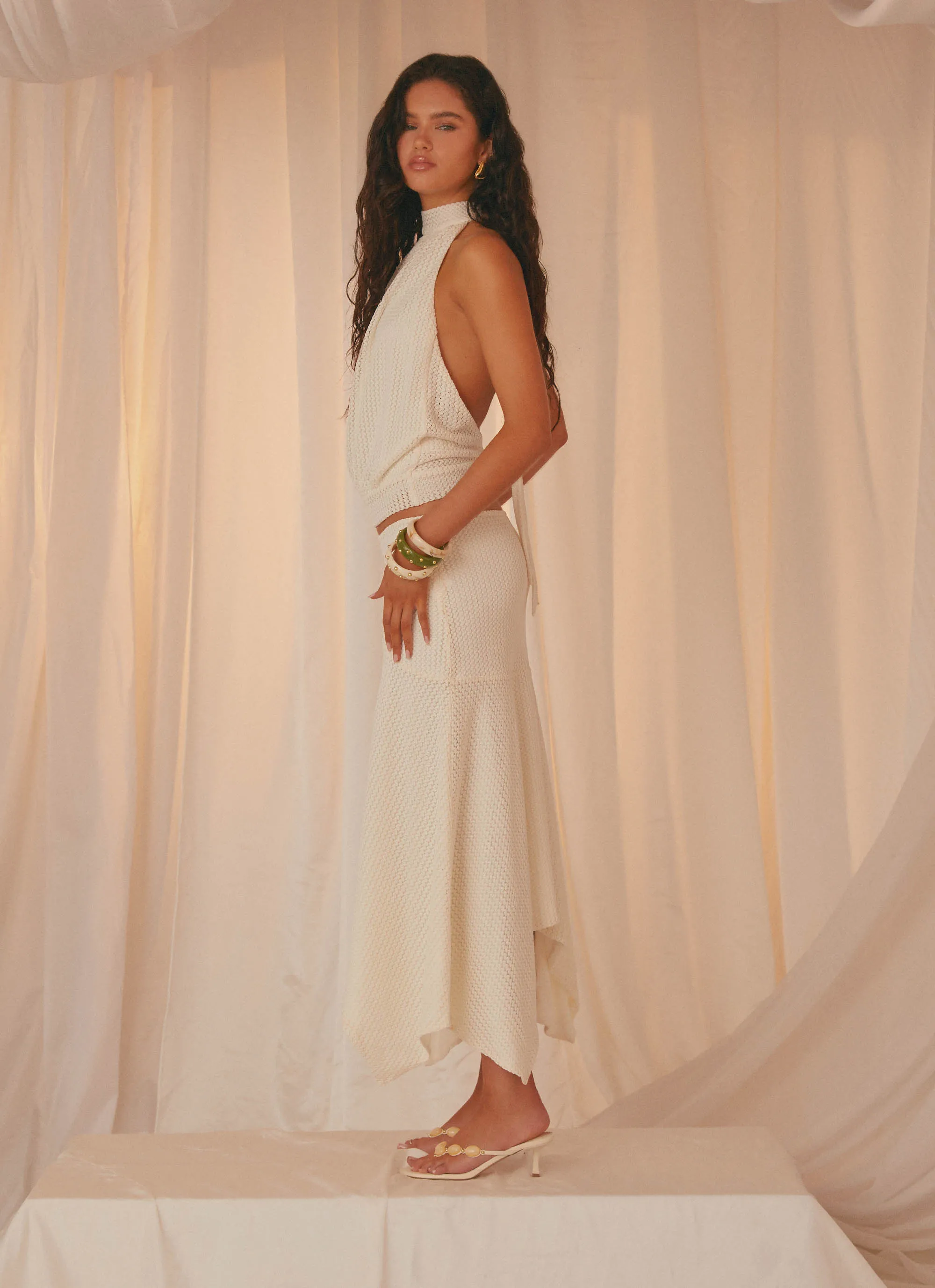 Comfort Wear Everyday Vibe Evaden Low Rise Midi Skirt - Ivory