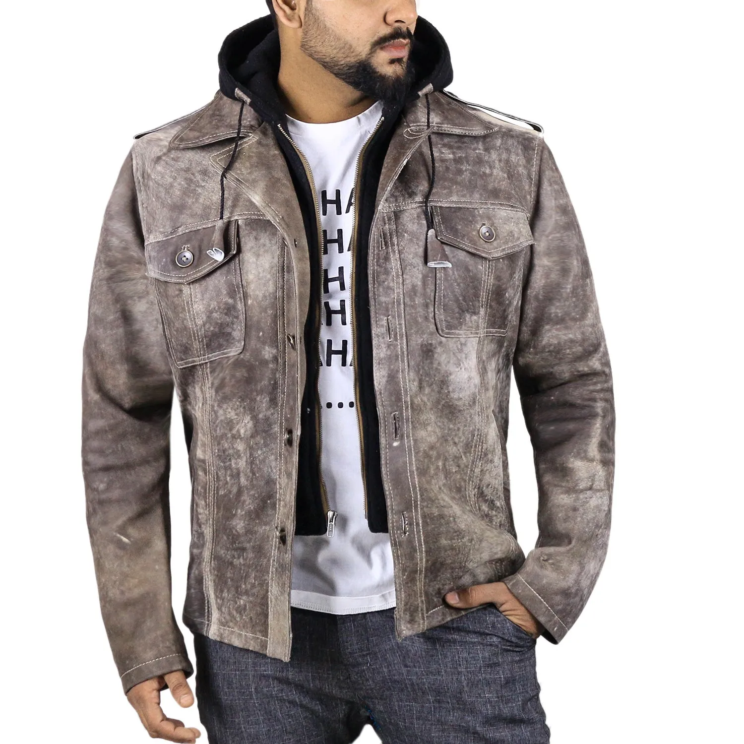 Cyclara Black Hooded Biker Leather Jacket