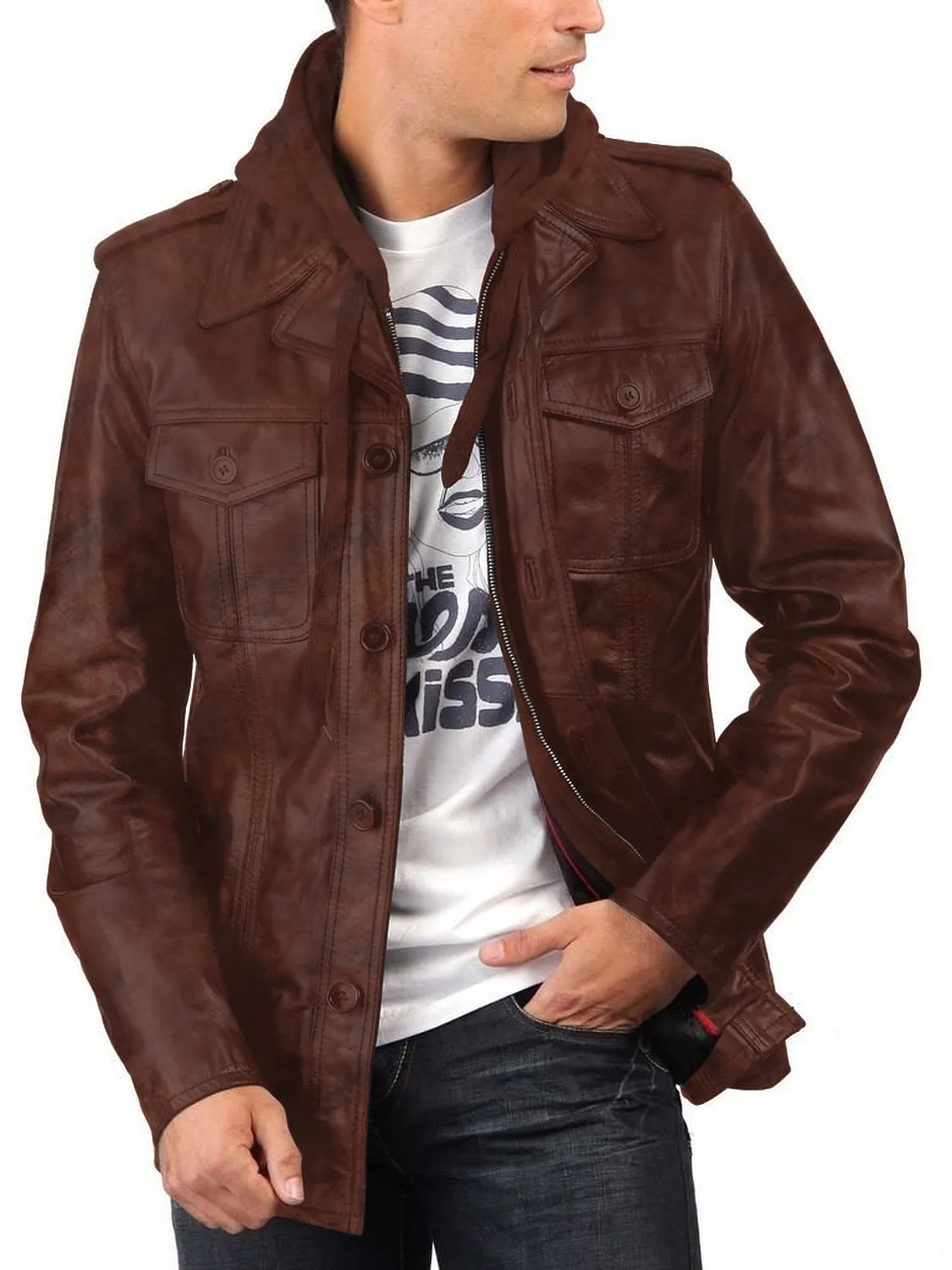 Cyclara Black Hooded Biker Leather Jacket