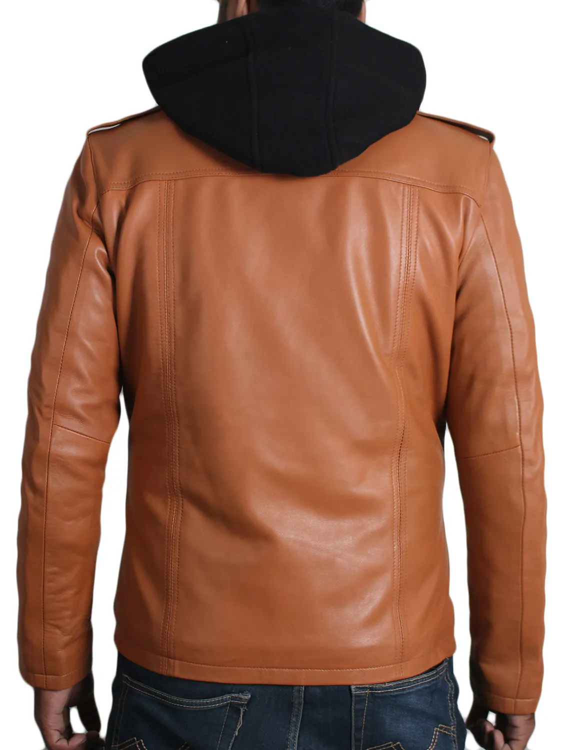 Cyclara Black Hooded Biker Leather Jacket
