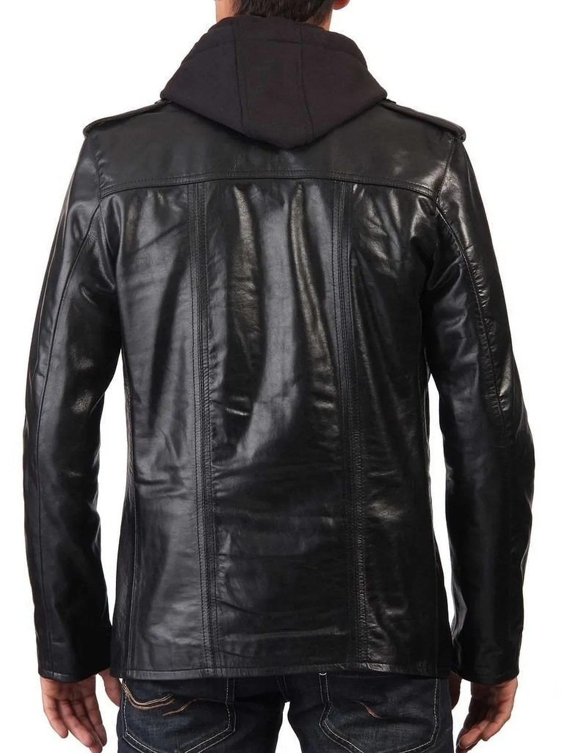 Cyclara Black Hooded Biker Leather Jacket