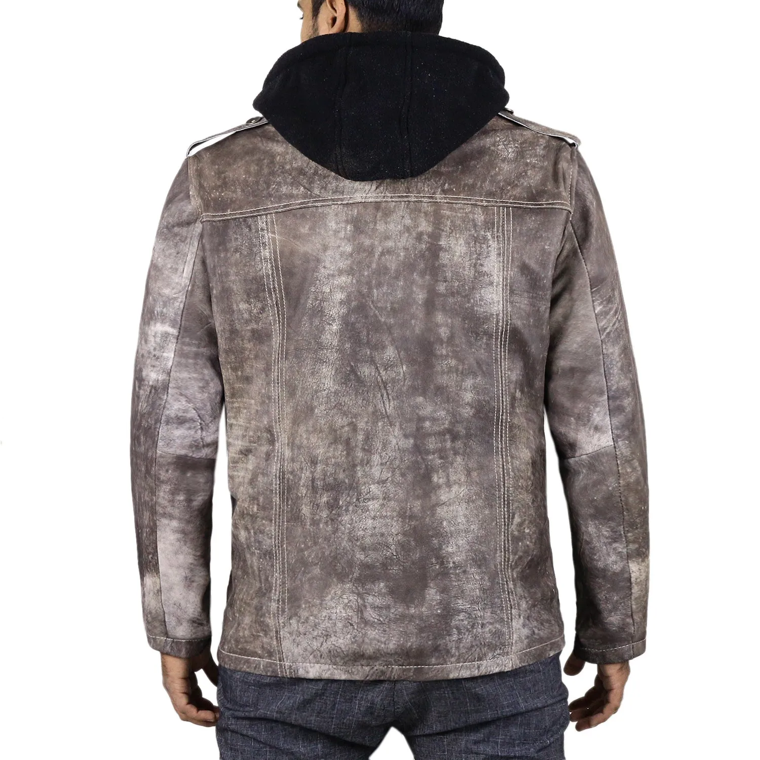 Cyclara Black Hooded Biker Leather Jacket