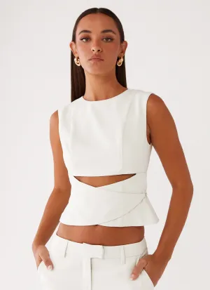Cyra Wrap Top - Ivory Comfortable Cut