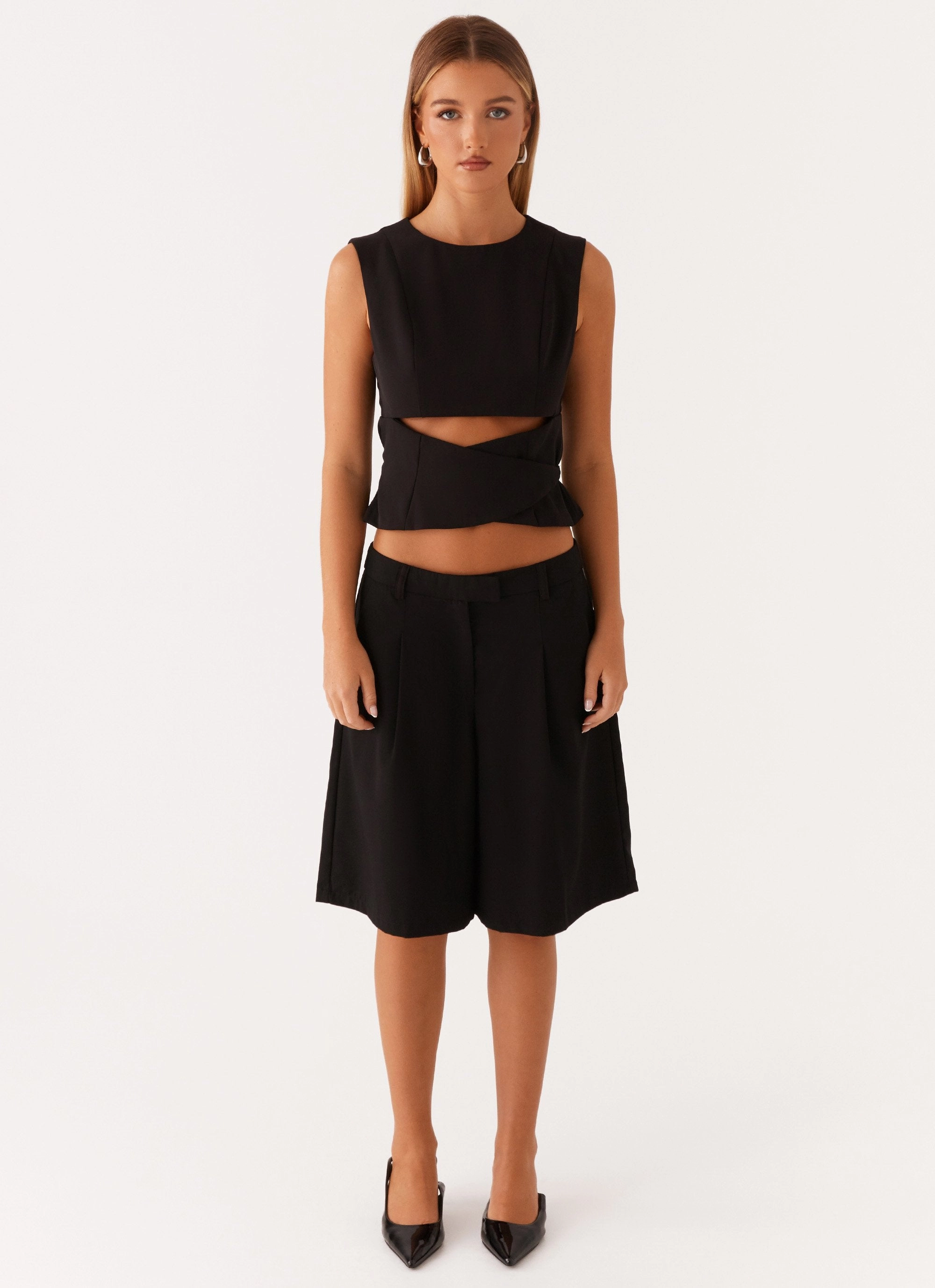 Cyra Wrap Top - Black Minimalist Styling