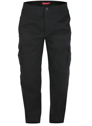 D555 Cotton Cargo Trousers in Black Waist 40" to 60"