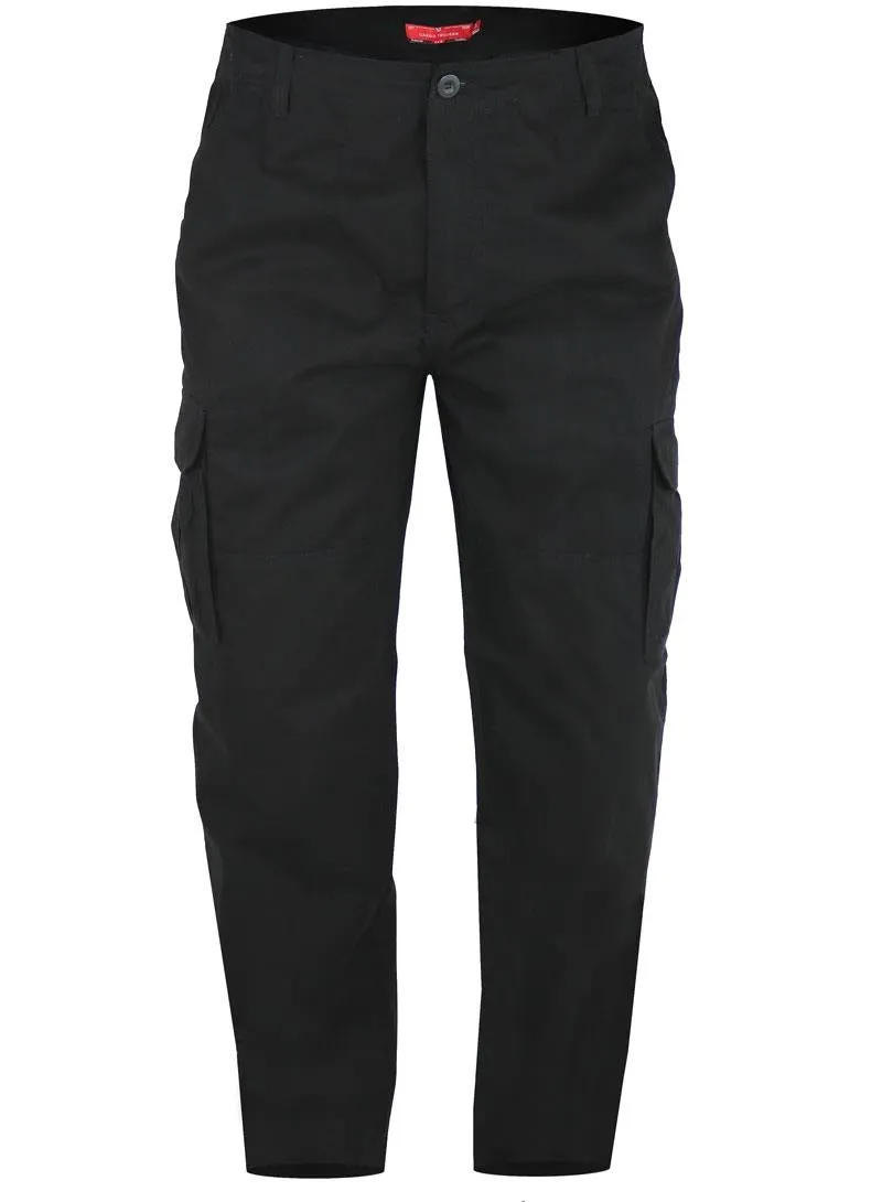 D555 Cotton Cargo Trousers in Black Waist 40" to 60"