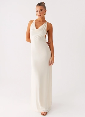 Dahliana Maxi Dress - Off White Soft and Smooth Urban Motion Trendy Fit Look Dahliana Maxi Dress - Off White