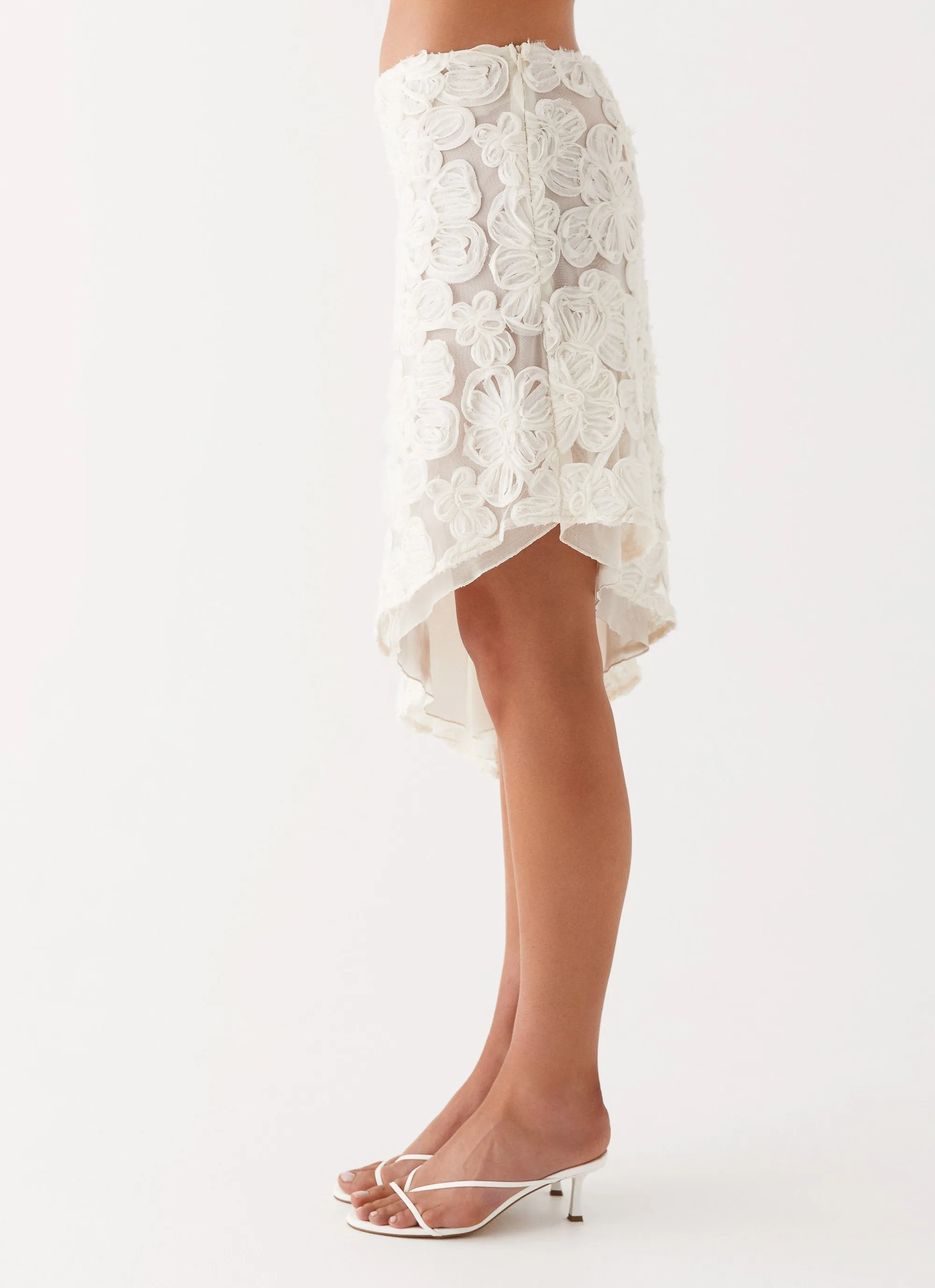 Orchid Breeze Midi Skirt - Ivory Breathable Lining Neat Fit