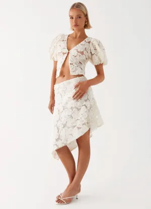 Orchid Breeze Midi Skirt - Ivory Minimal Vibes