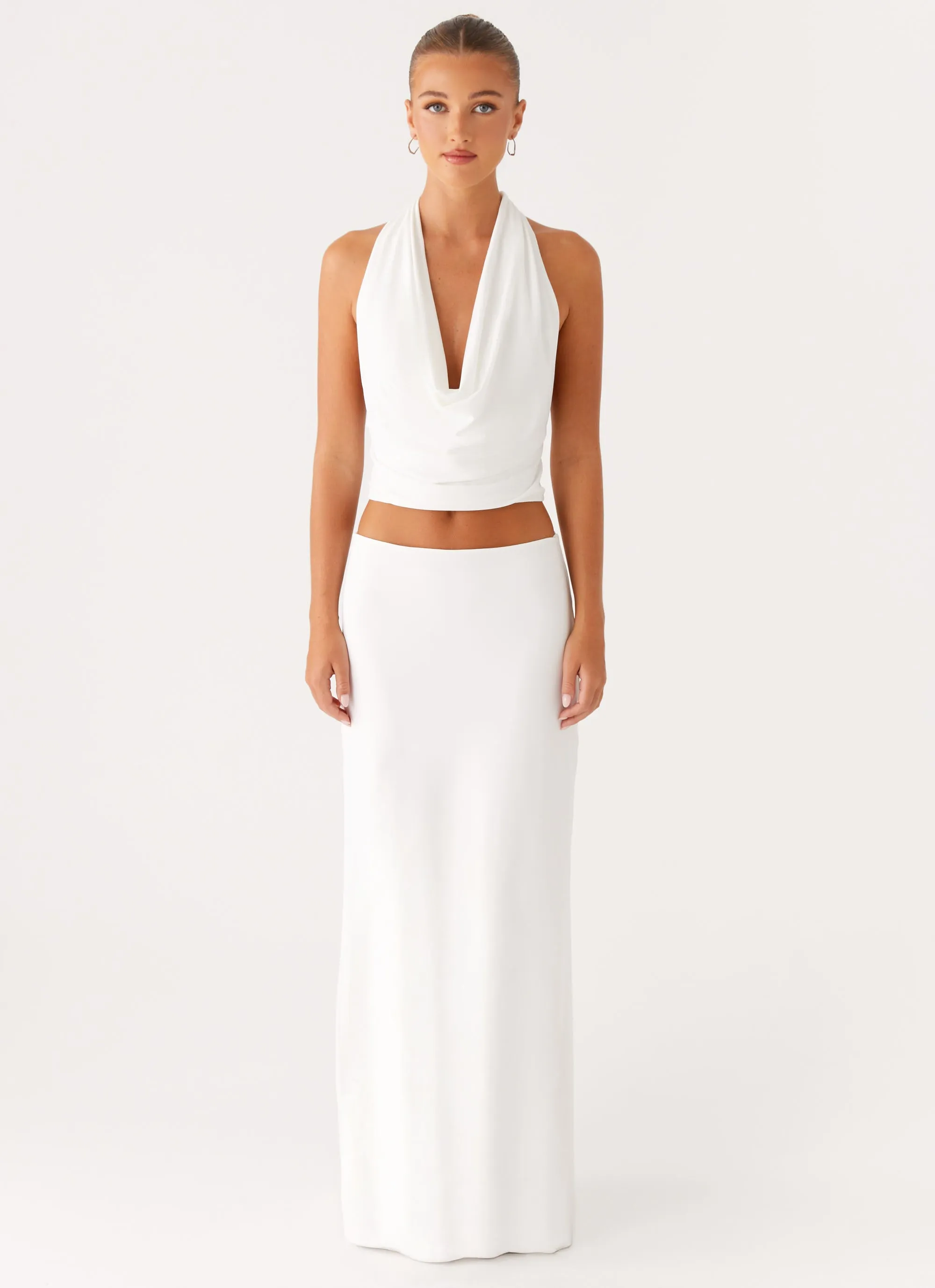 Embossed Detail Ashi Maxi Skirt - White