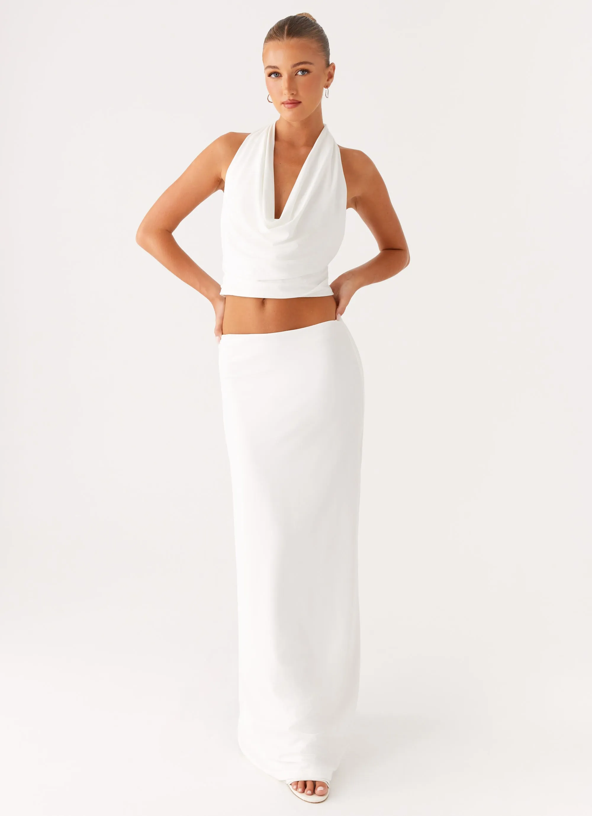 Feminine Charm Heritage Craft Ashi Maxi Skirt - White