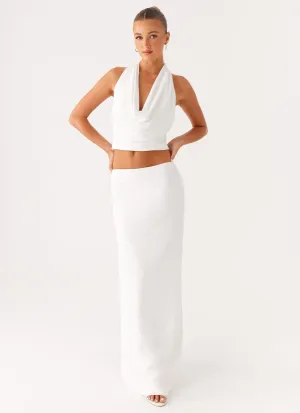 Daily Movement Ashi Maxi Skirt - White Feminine Charm Heritage Craft Ashi Maxi Skirt - White