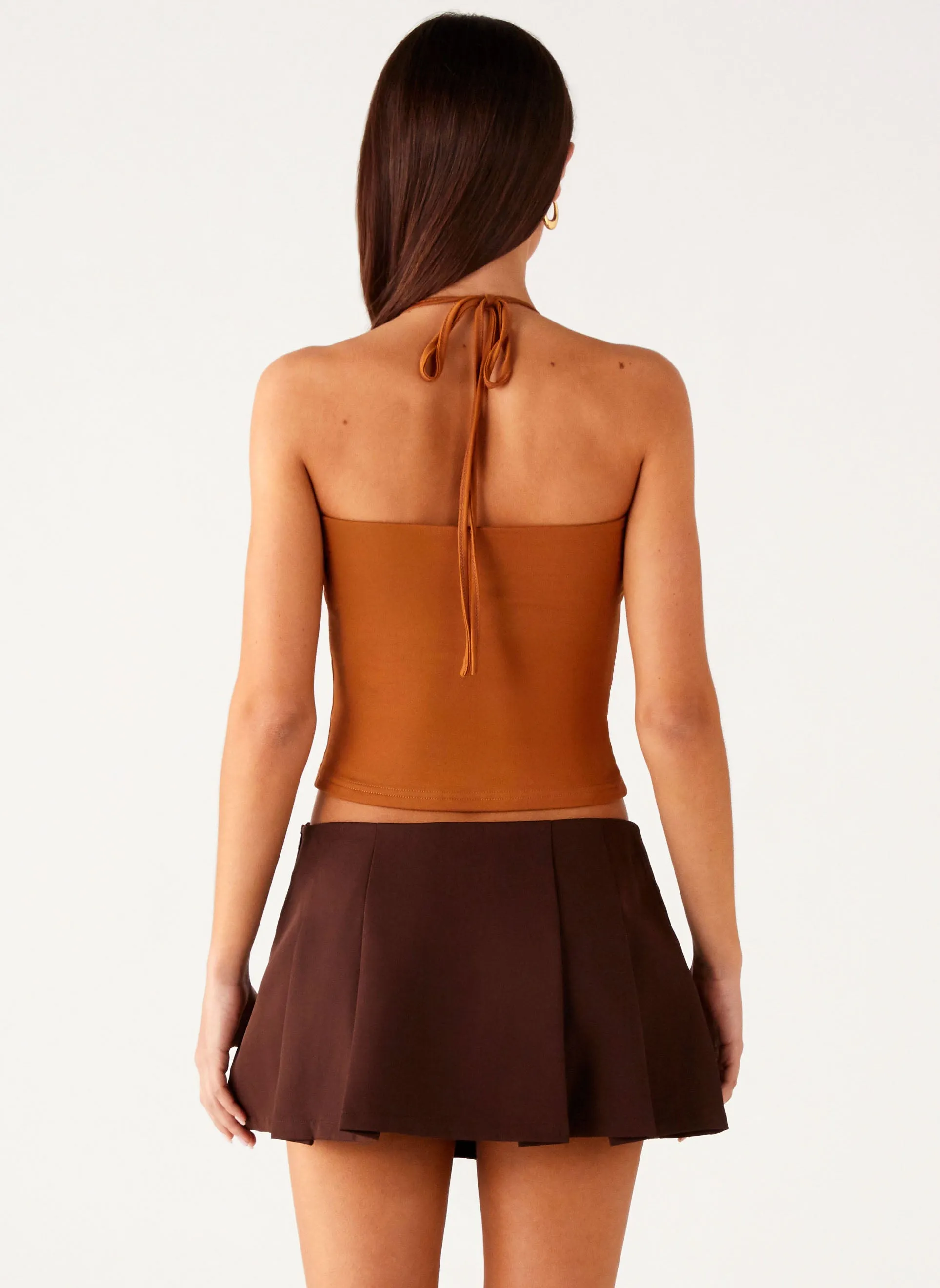 Dalia Dusk Pleated Mini Skirt - Chocolate Chic Tones