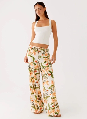 Dalida Linen Pants - Floral Print hypoallergenic material Perfect Comfort Fit Premium Look Dalida Linen Pants - Floral Print