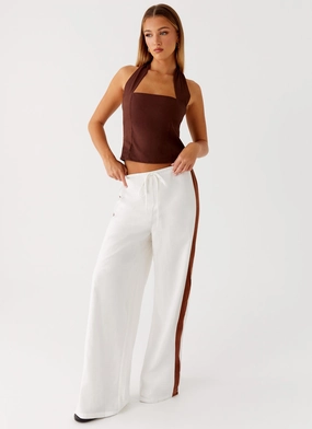 Stay Flexible Stain Release Finish Dalida Linen Pants - Ivory